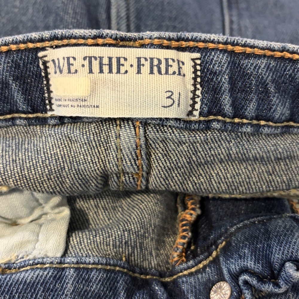 Free People We the Free Sabine Slim A Line Jeans HIBERNATE Blue straight leg 31 - Picture 10 of 14